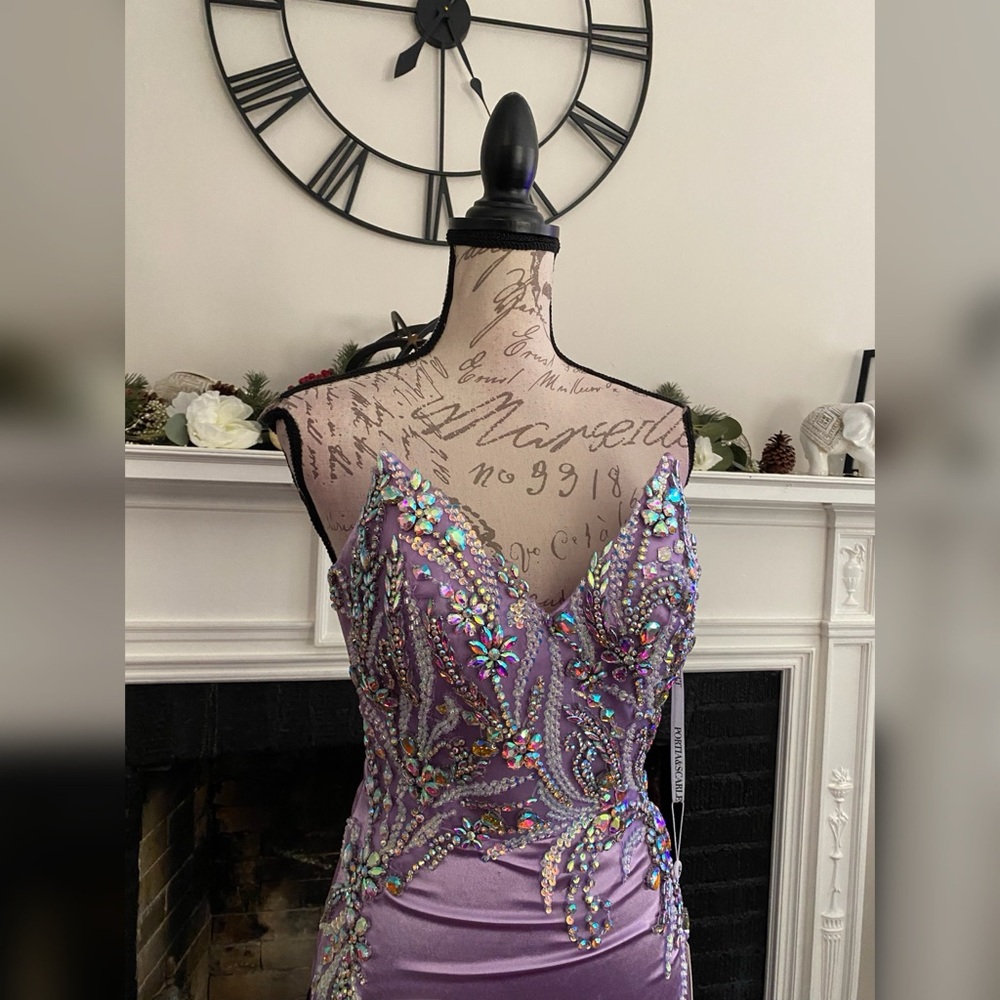 Purple sparkly tight fitting prom dress formal dress or pageant evening gown